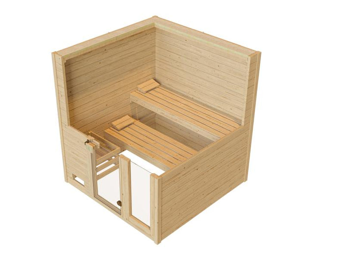 Weka Massivholzsauna Valida 3 GTF, inkl. 7,5 kW Bioofen digitale Steuerng (BioS), Ganzglastür und Fe