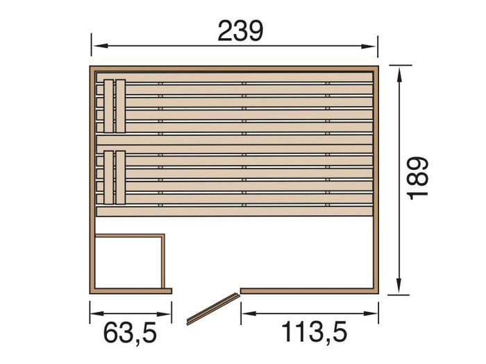 Weka Massivholzsauna Valida 4 GT, inkl. 7,5 kW Bioofen digitale Steuerng (BioS), Ganzglastür