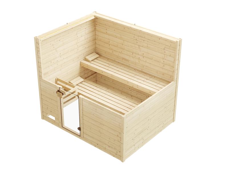 Weka Massivholzsauna Valida 4 GT, inkl. 7,5 kW Bioofen digitale Steuerng (BioS), Ganzglastür