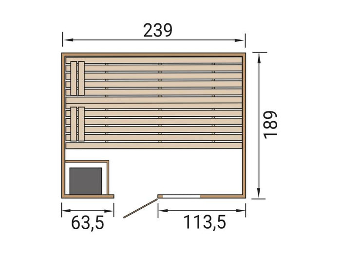 Weka Massivholzsauna Valida 4 GTF, inkl. 7,5 kW Ofen digitale Steuerng (OS), Ganzglastür und Fenster