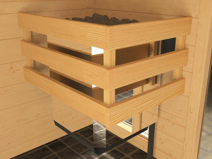 Weka Massivholzsauna Valida 4 GTF, inkl. 7,5 kW Bioofen digitale Steuerng (BioS), Ganzglastür und Fe