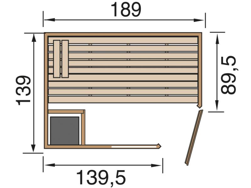 Weka Massivholzsauna Valida Eck 1 GTF Sparset 1 inkl. 4,5 kW Kompakt-Ofenset, Sauna-Leuchtenset, Zub