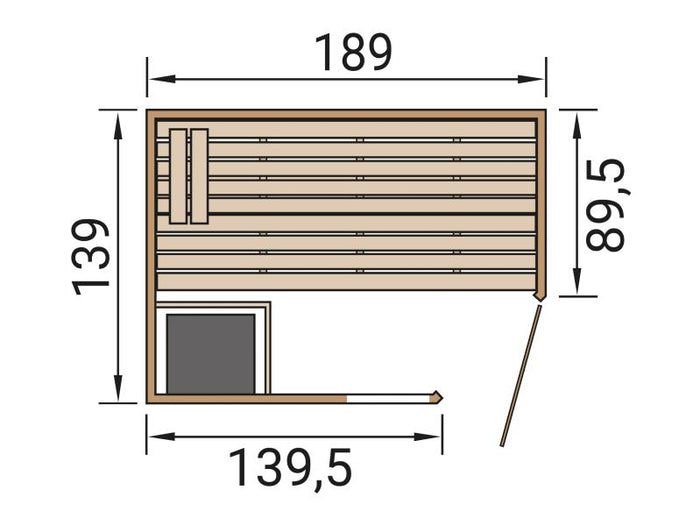 Weka Massivholzsauna Valida Eck 1 GTF, inkl. 7,5 kW Ofen digitale Steuerung (OS), mit Ganzglastür un
