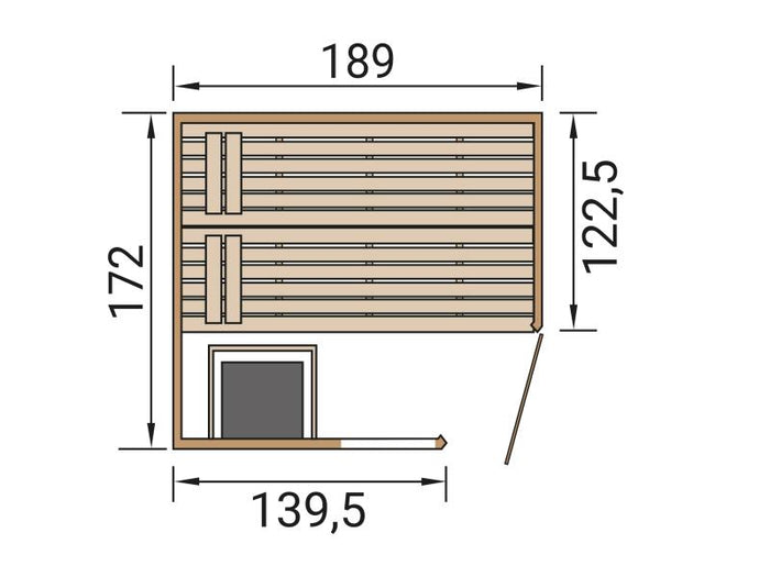 Weka Massivholzsauna Valida Eck 1,8 GTF, inkl. 5,4 kW Ofen Kompakt integr. Steuerung, mit Ganzglastü