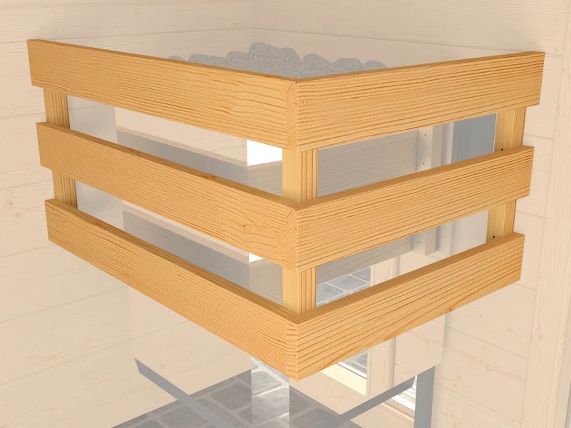 Weka Massivholzsauna Valida Eck 2 GTF, inkl. 5,4 kW Ofen Kompakt integr. Steuerung, Ganzglastür und