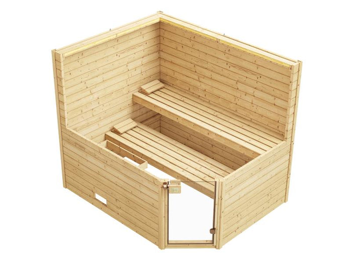 Weka Massivholzsauna Valida Eck 3 GT, inkl. 7,5 kW Bioofen mit digitaler Steuerung (BioS), Ganzglast