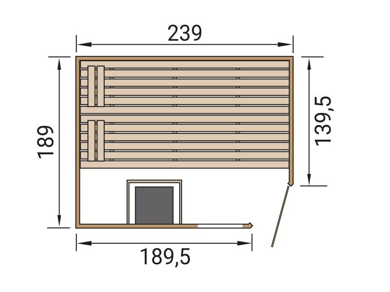 Weka Massivholzsauna Valida Eck 3 GTF, inkl. 7,5 kW Ofen mit digitaler Steuerung (OS), Ganzglastür u