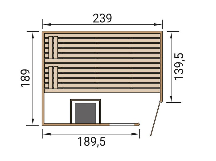Weka Massivholzsauna Valida Eck 3 GTF, inkl. 7,5 kW Ofen mit digitaler Steuerung (OS), Ganzglastür u