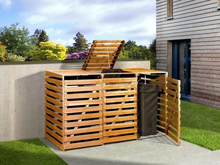 Weka Mülltonnenbox für 3 Tonnen in honigbraun