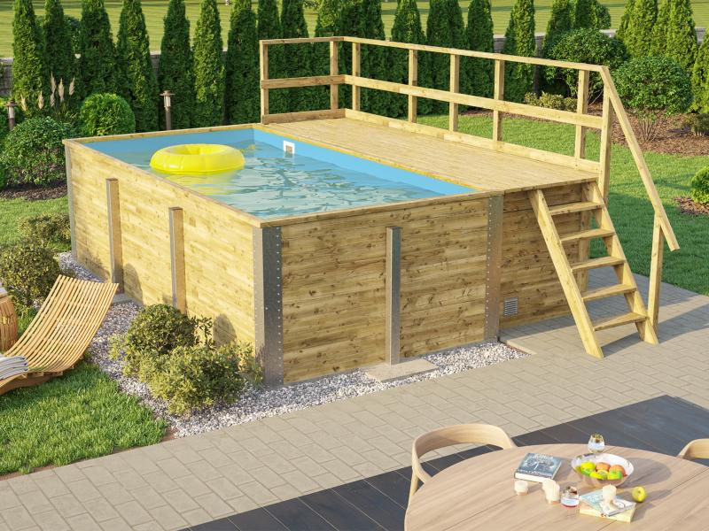 Weka Pool 595 Gr. 1 Folie blau  inkl. Sandfilteranlage und Technikraum