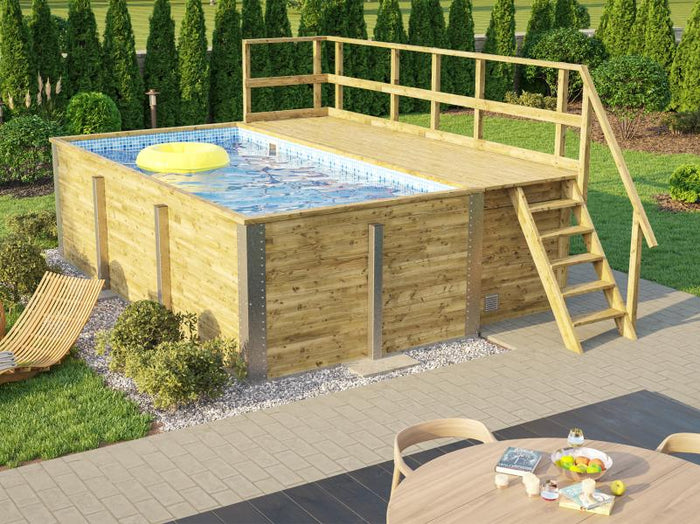 Weka Pool 595 Gr. 1 Folie blau/mosaic  inkl. Sandfilteranlage und Technikraum