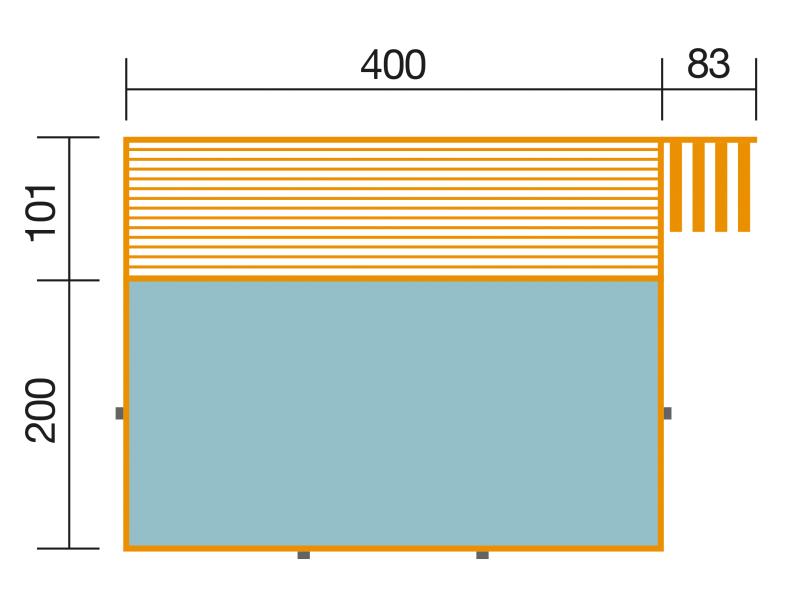 Weka Pool 595 Gr. 1 Folie hellgrau inkl. Sandfilteranlage und Technikraum