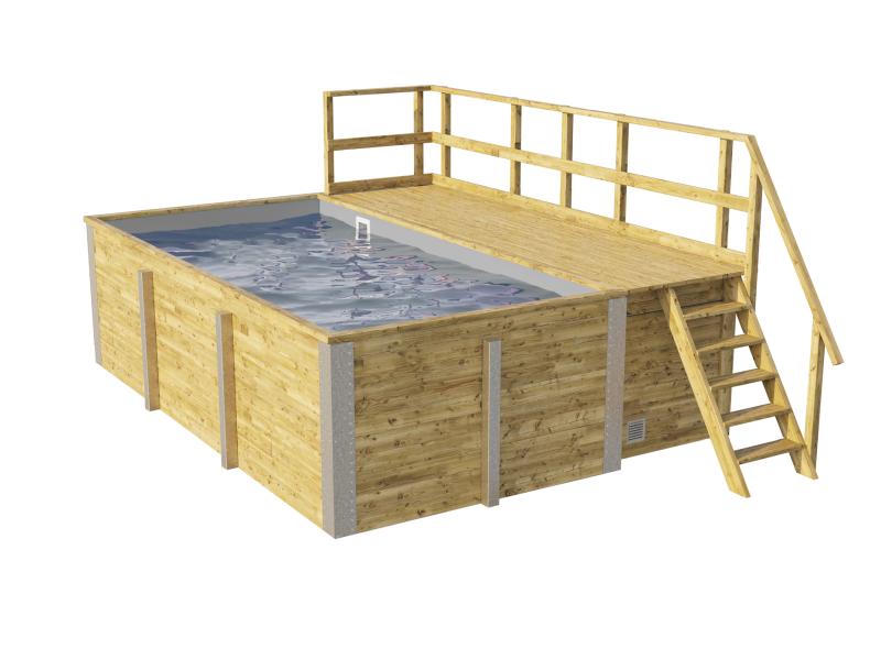 Weka Pool 595 Gr. 1 Folie hellgrau inkl. Sandfilteranlage und Technikraum