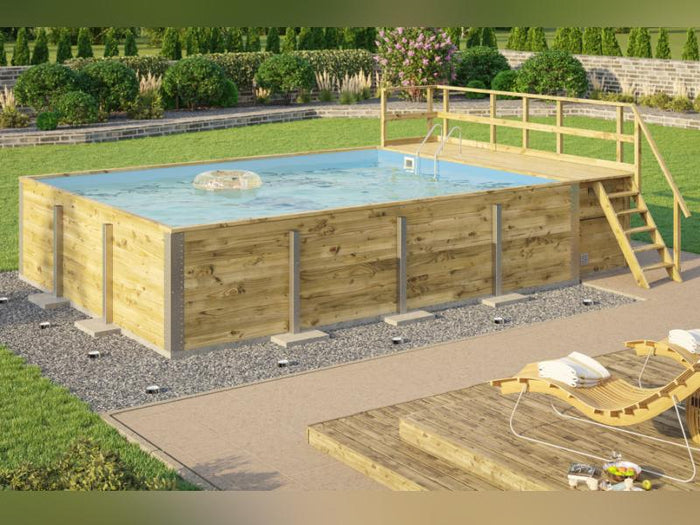 Weka Pool 595 Gr. 2 Folie blau  inkl. Sandfilteranlage und Technikraum