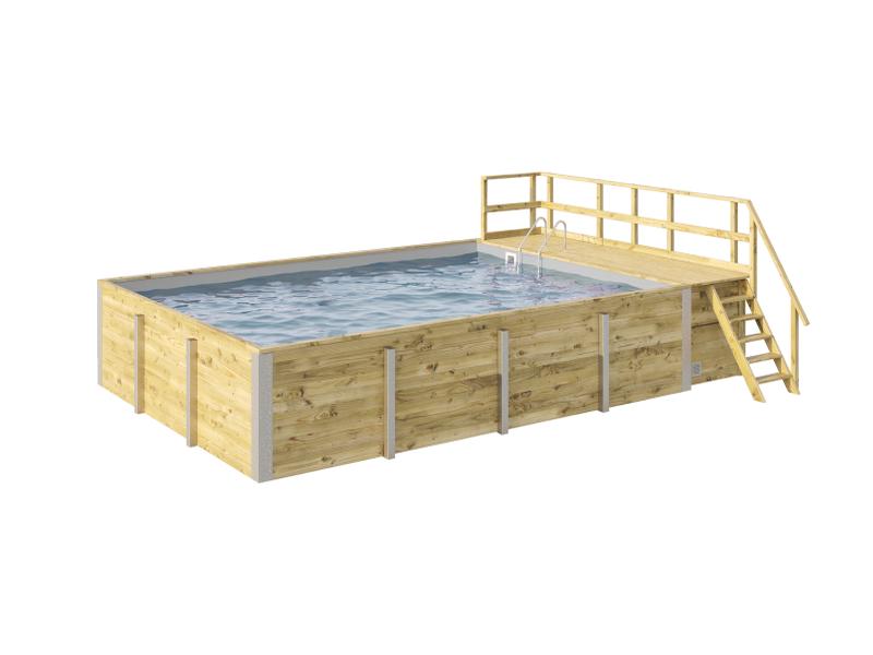 Weka Pool 595 Gr. 2 Folie hellgrau inkl. Sandfilteranlage und Technikraum