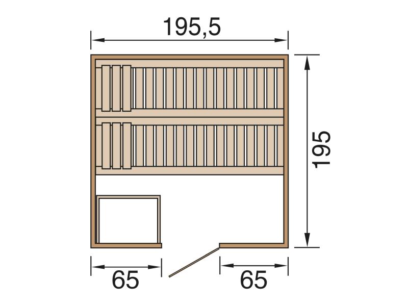 Weka Premium-Massivholzsauna 45 mm Bergen 2 GT, naturbelassen