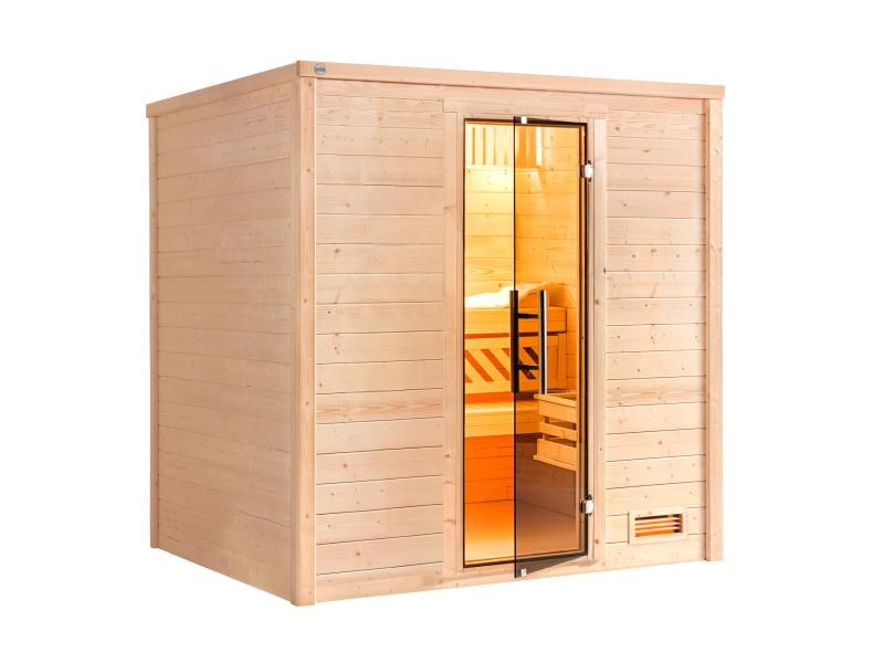 Weka Premium-Massivholzsauna 45 mm Bergen 2 GT, naturbelassen