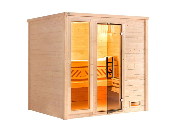 Weka Premium-Massivholzsauna 45 mm Bergen 2 GTF, natur
