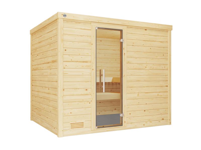 Weka Premium-Massivholzsauna 45 mm Bergen 3 GT, natur