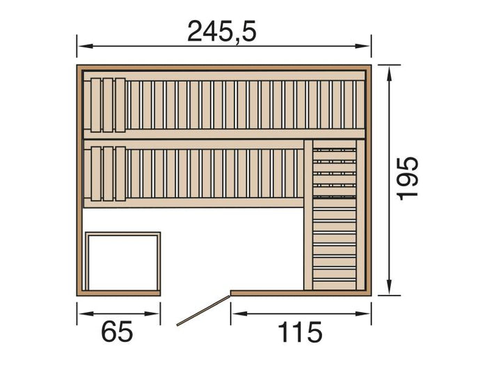 Weka Premium-Massivholzsauna 45 mm Bergen 3 GT, natur