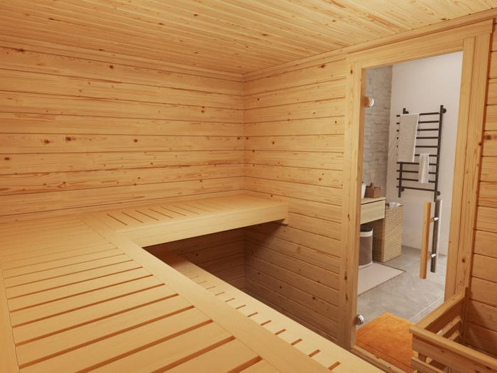 Weka Premium-Massivholzsauna 45 mm Bergen 3 GT, natur