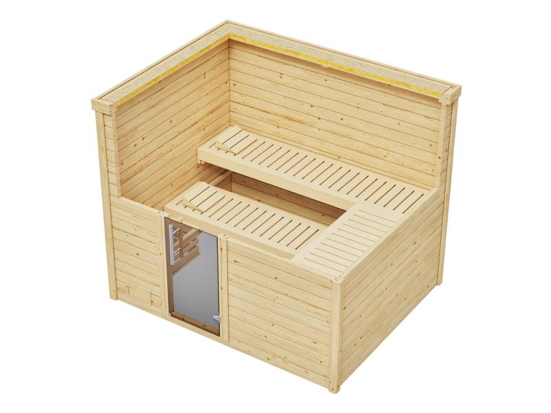 Weka Premium-Massivholzsauna 45 mm Bergen 3 GT, natur