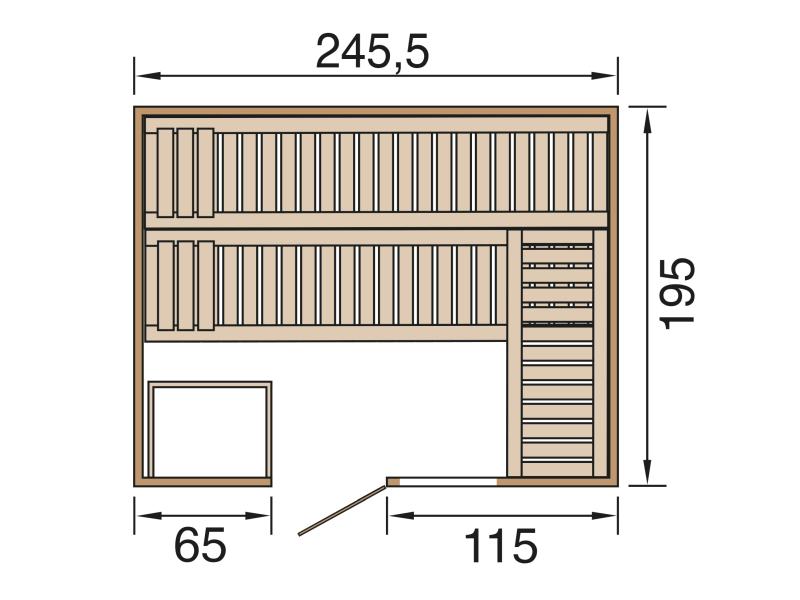 Weka Premium-Massivholzsauna 45 mm Bergen 3 GTF, natur