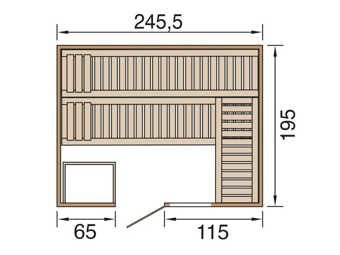 Weka Premium-Massivholzsauna 45 mm Bergen 3 GTF, natur