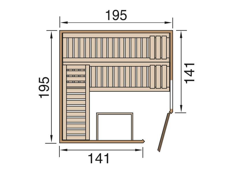 Weka Premium-Massivholzsauna 45 mm Turku 2 GTF