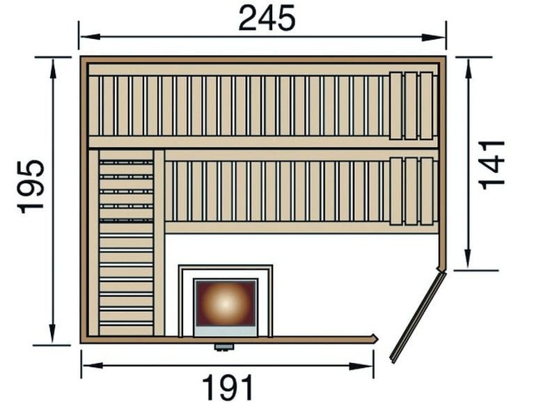 Weka Premium-Massivholzsauna 45 mm Turku 3 GT
