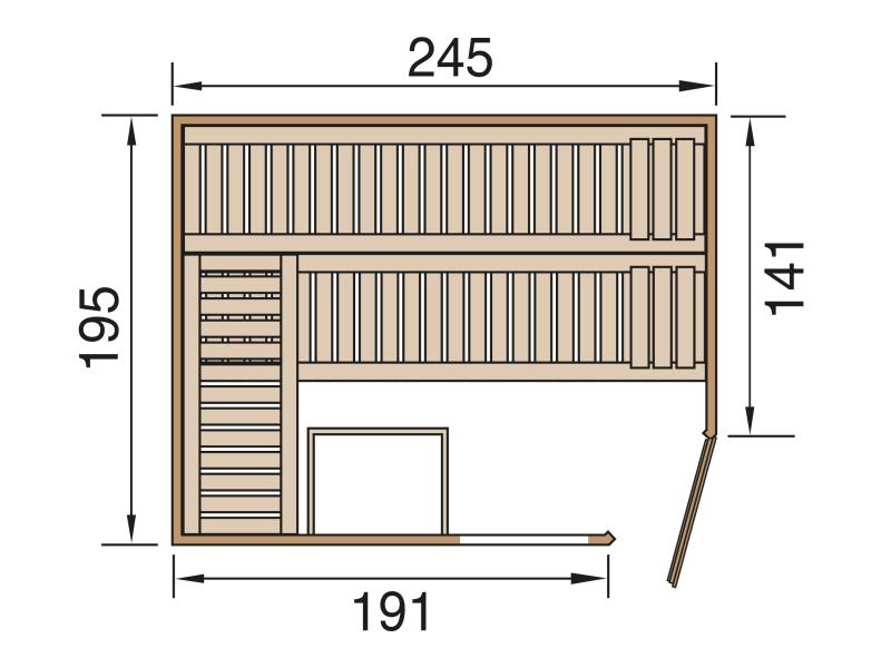 Weka Premium-Massivholzsauna 45 mm Turku 3 GTF ohne Ofen