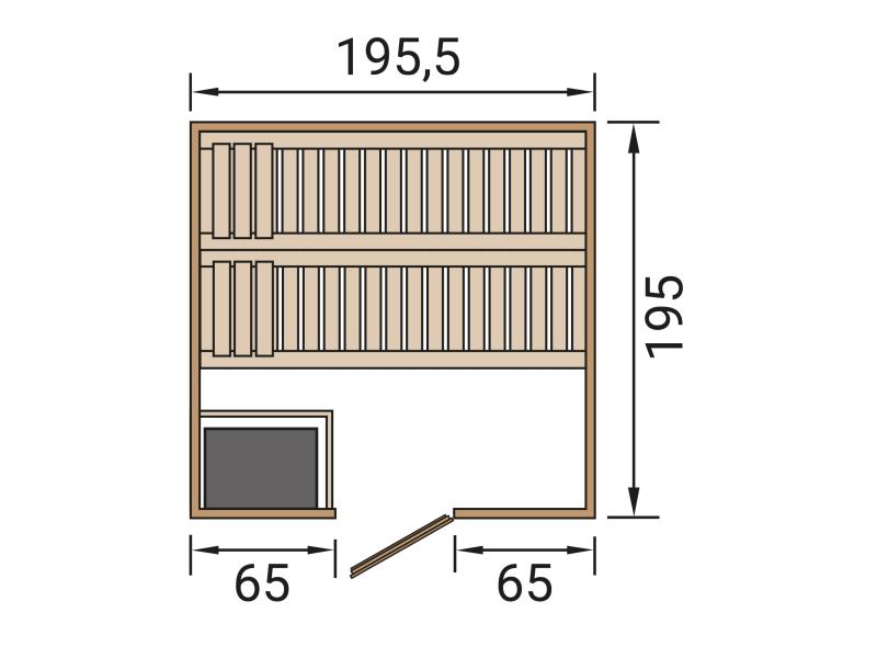 Weka Sauna Bergen Gr. 2 GTF, inkl. 5,4 kW Ofen Kompakt integr. Steuerung, inkl. bodentiefes Fenster