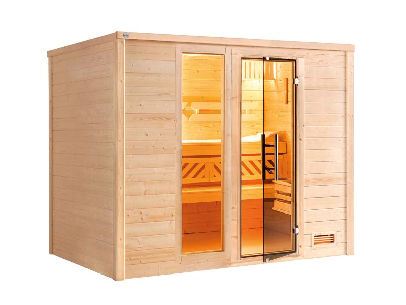 Weka Sauna Bergen Gr. 3 GTF, inkl. 9 kW Ofen digitale Steuerung (OS), mit Fenster