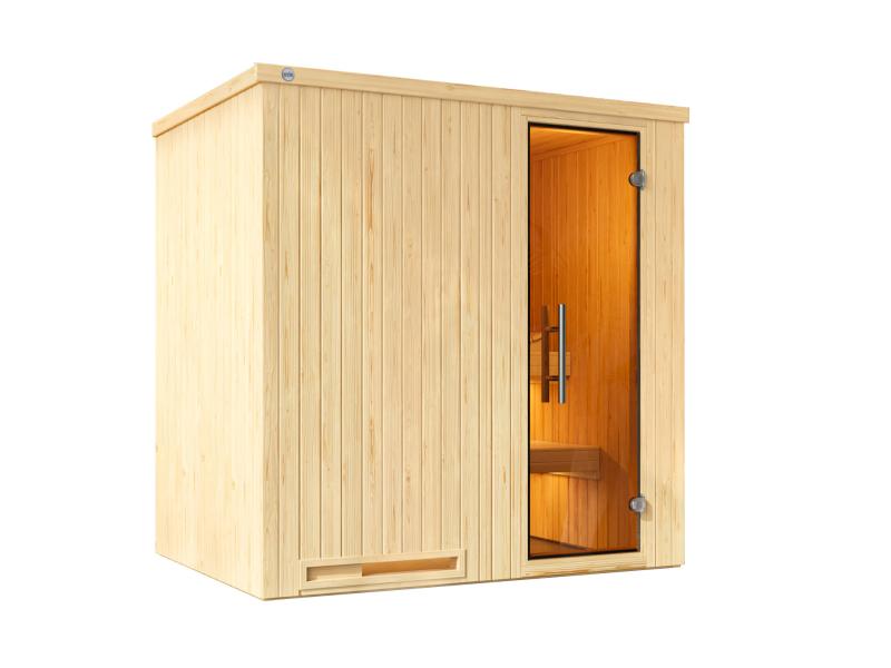 Weka Sauna Halmstad Gr.1 inkl. 4,5 kW Saunaofen (OS), mit digitaler Steuerung, Ganzglastür