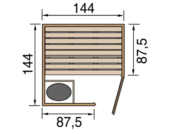 Weka Sauna Laukkala Gr.1 inkl. 3,6 kW OS inkl. Saunaleuchten Set