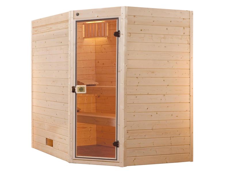 Weka Sauna VALIDA Eck Gr. 4 im Set 9 kW Ofen Kompakt integr. Steuerung, Glastür
