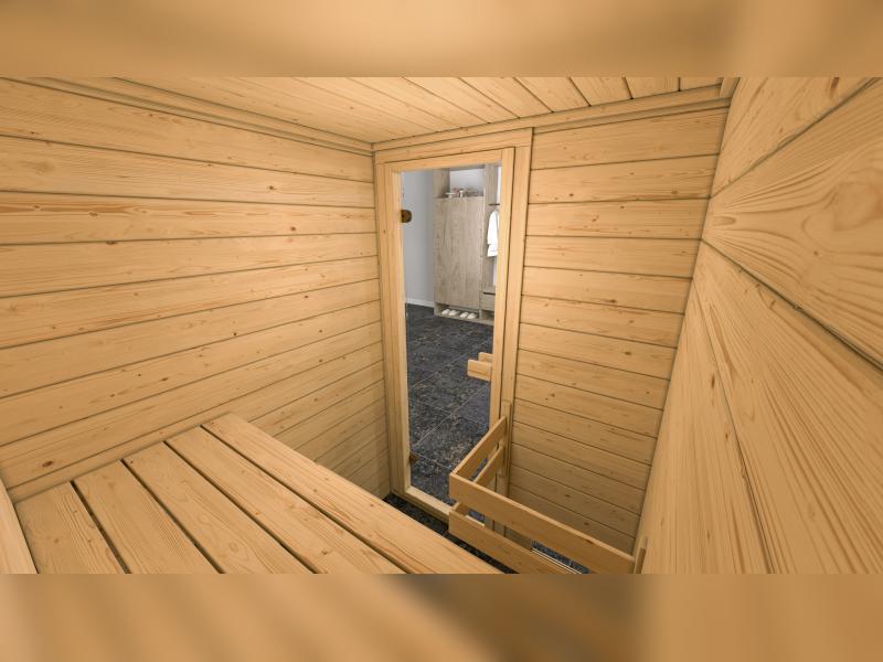 Weka Sauna Valida Gr. 1 inkl. 3,6 kW Ofen mit digitaler Steuerung (OS), Ganzglastür