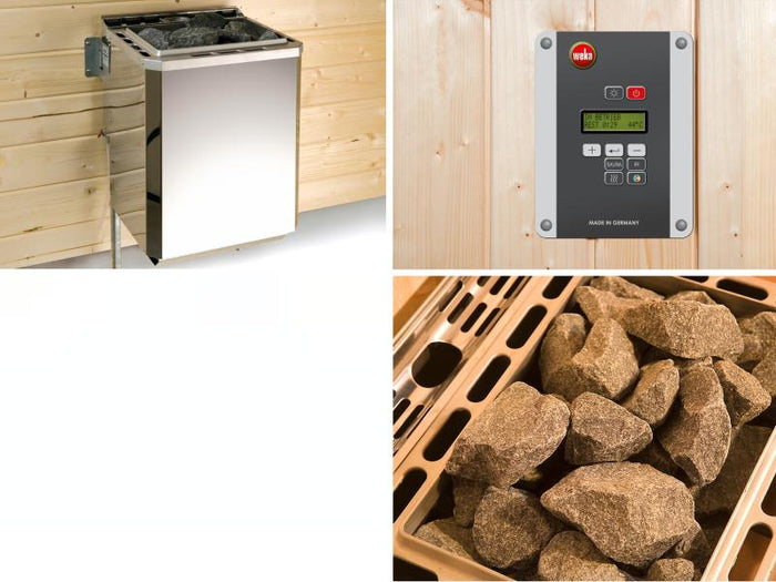 Weka Sauna VALIDA Gr. 2 im Set 4,5 kW BioS inkl. digitaler Steuerung, Glastür