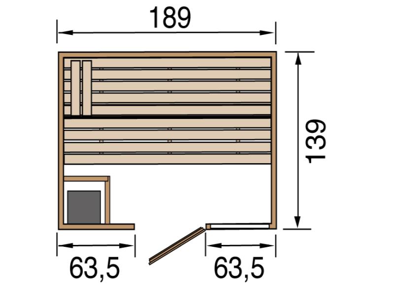 Weka Sauna VALIDA Gr. 2 im Set 7,5 kW OS inkl. digitale Steuerung, Glastür und Fenster