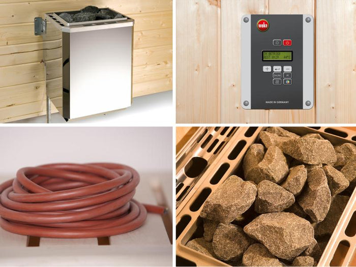 Weka Sauna VALIDA Gr. 2 im Set 7,5 kW OS, Glastür und Fenster