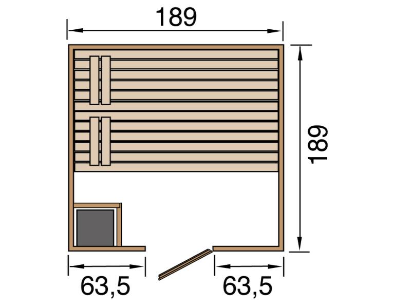 Weka Sauna VALIDA Gr. 3 im Set 9 kW K Ofen inkl. integrierter Steuerung. Glastür