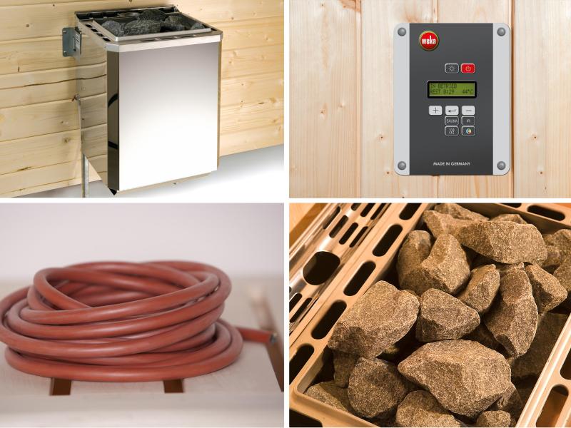 Weka Sauna VALIDA Gr. 3 im Set 9 kW K Ofen inkl. integrierter Steuerung. Glastür