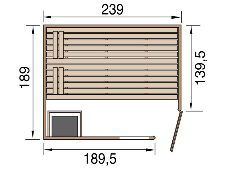 Weka Sauna VALIDA Gr. 4 im Set 9 kW Ofen Kompakt , Glastür und Fenster