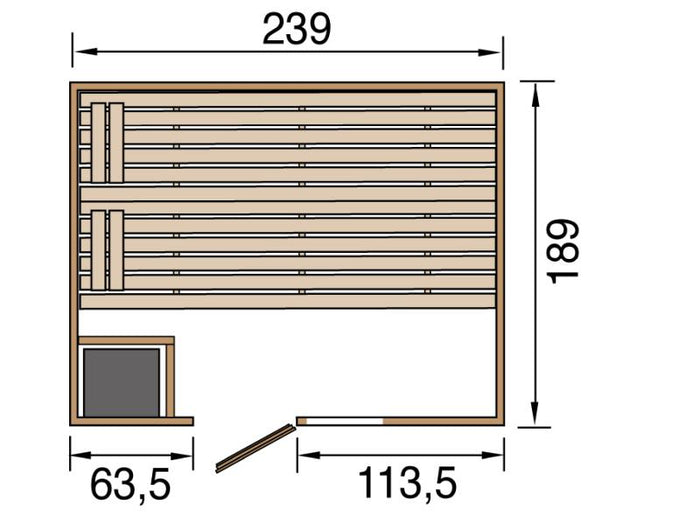 Weka Sauna Valida Gr. 4 im Set inkl. 9 kW Ofen intgr. Steuerung /Glastür und Fenster
