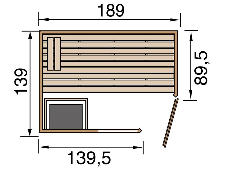 Weka Sauna Valida Gr.1 im Set mit 5,4 kW K Ofen intgr. Steuerung / Glastür und Fenster