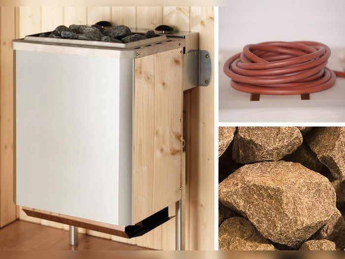 Weka Sauna Valida Gr.1 im Set mit 5,4 kW K Ofen intgr. Steuerung / Glastür und Fenster