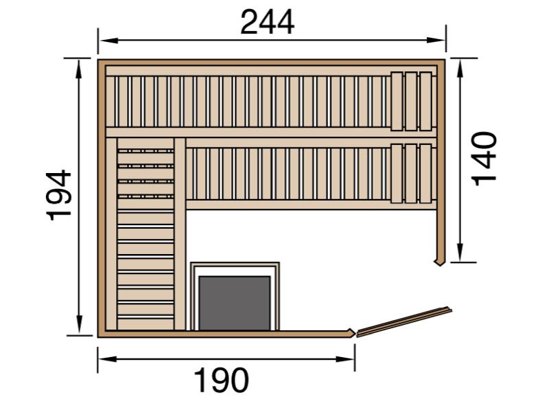 Weka Sauna Varberg Eck Gr. 4 inkl. 7,5 kW BioS