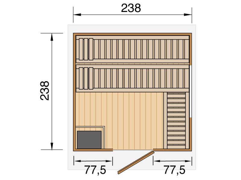 Weka Saunahaus 45 mm Kuopio inkl. Technikpaket 1, natur