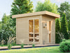 Weka Saunahaus 45 mm KUOPIO mit Fenster und 9 kW BioS-Ofenset, natur