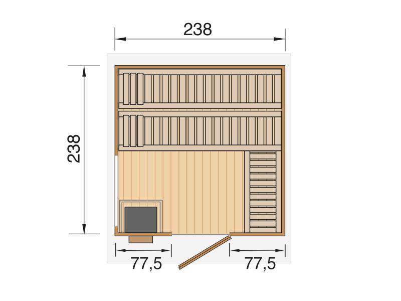 Weka Saunahaus 45 mm Kuopio mit Fenster und 9 kW OS-Ofenset, anthrazit